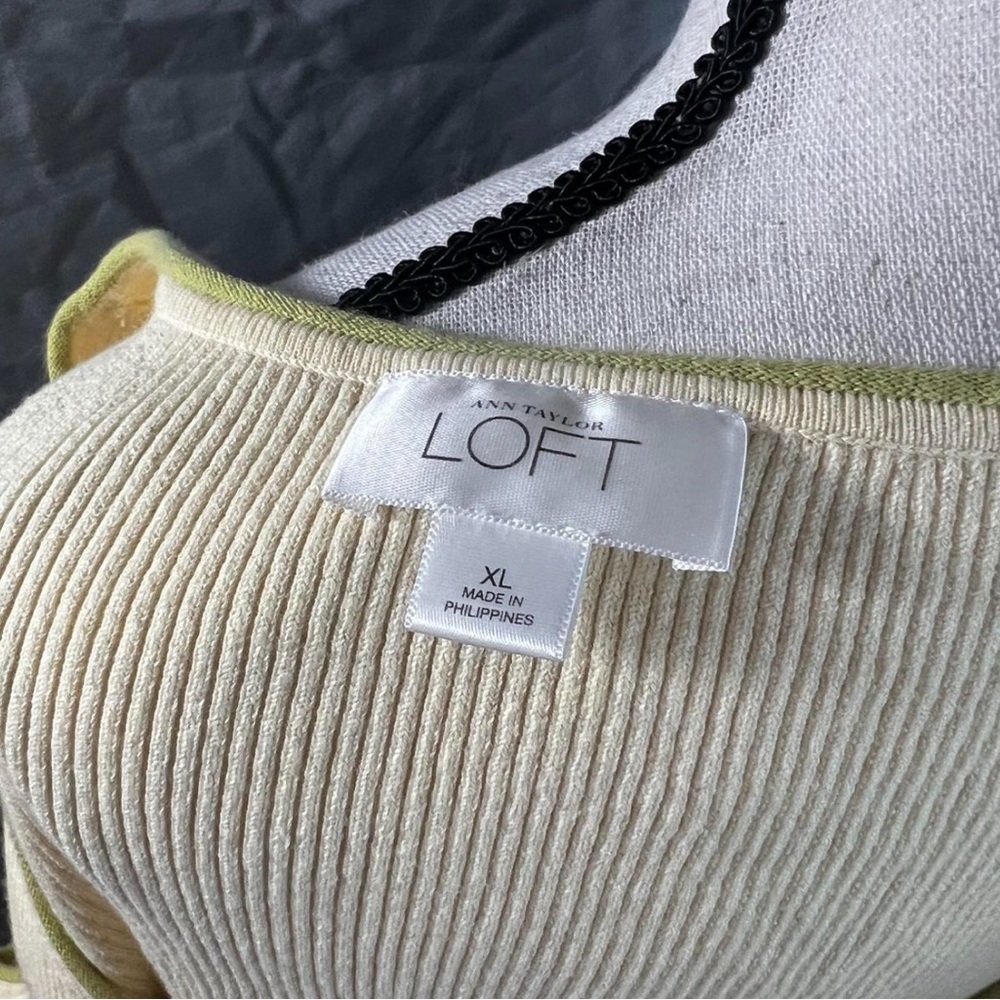 LOFT Cream Ribbed Knit Top - Picture 3 of 3